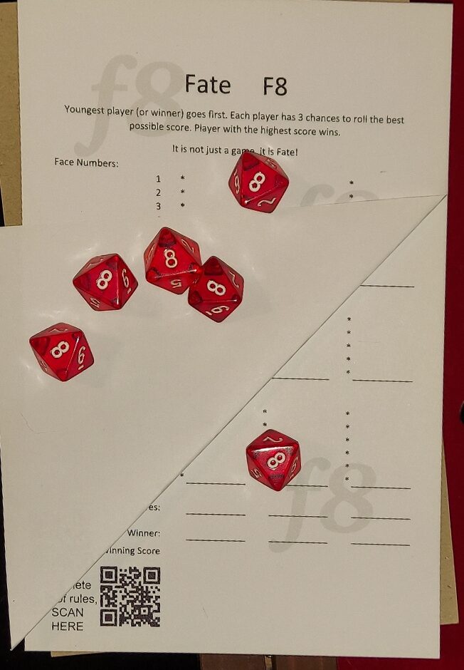 F8 dice game scorecard